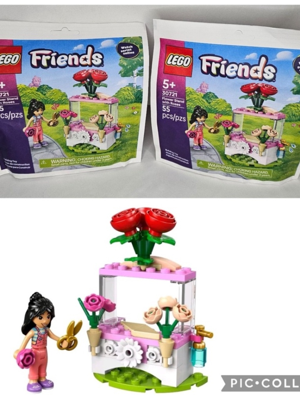 New Set of 2 LEGO Friends 30721 Flower Stand with Roses 55 pcs Building Toy Bag